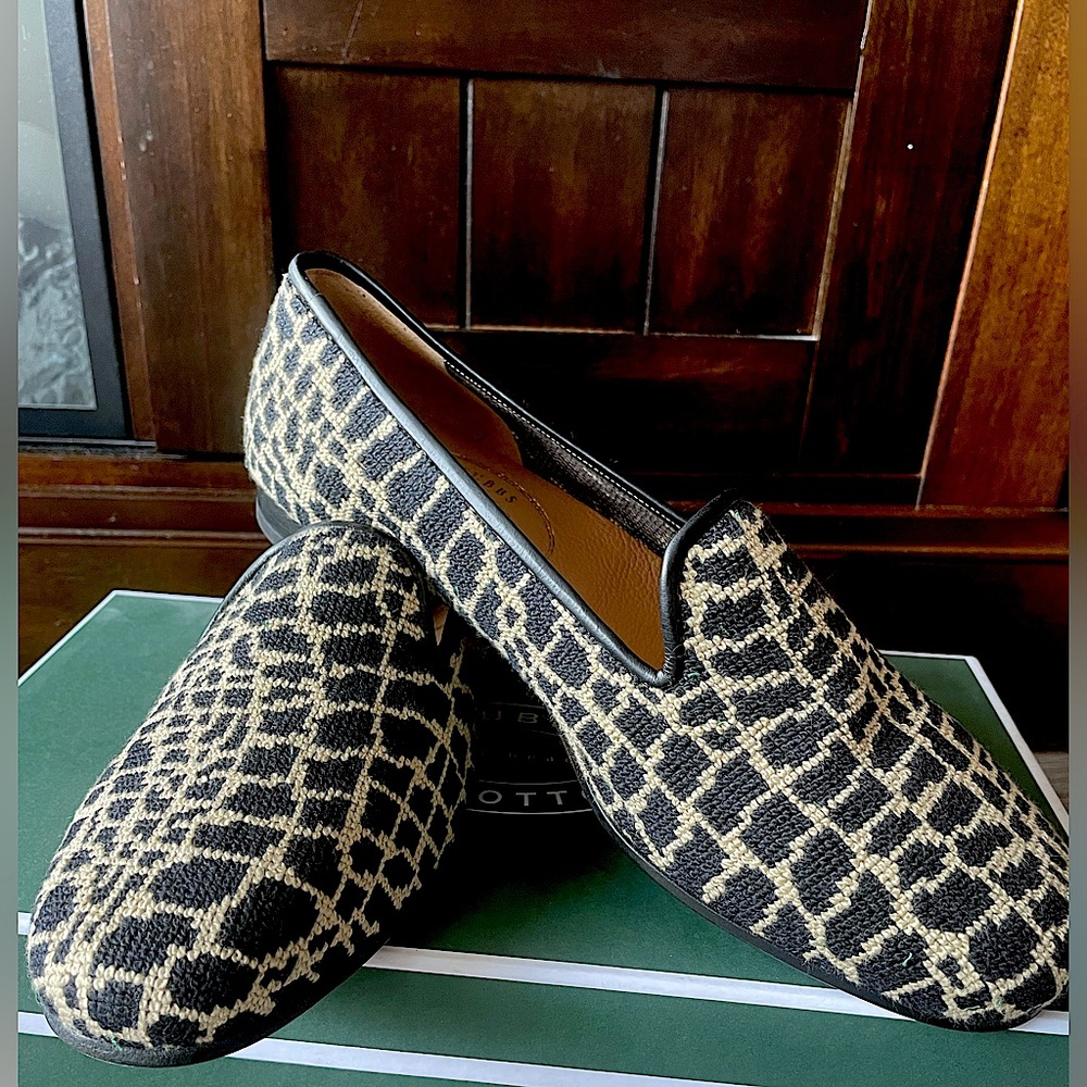 Stubbs & Wootton Men's needlepoint slip-ons, leather lined and soled - Men's 8.5